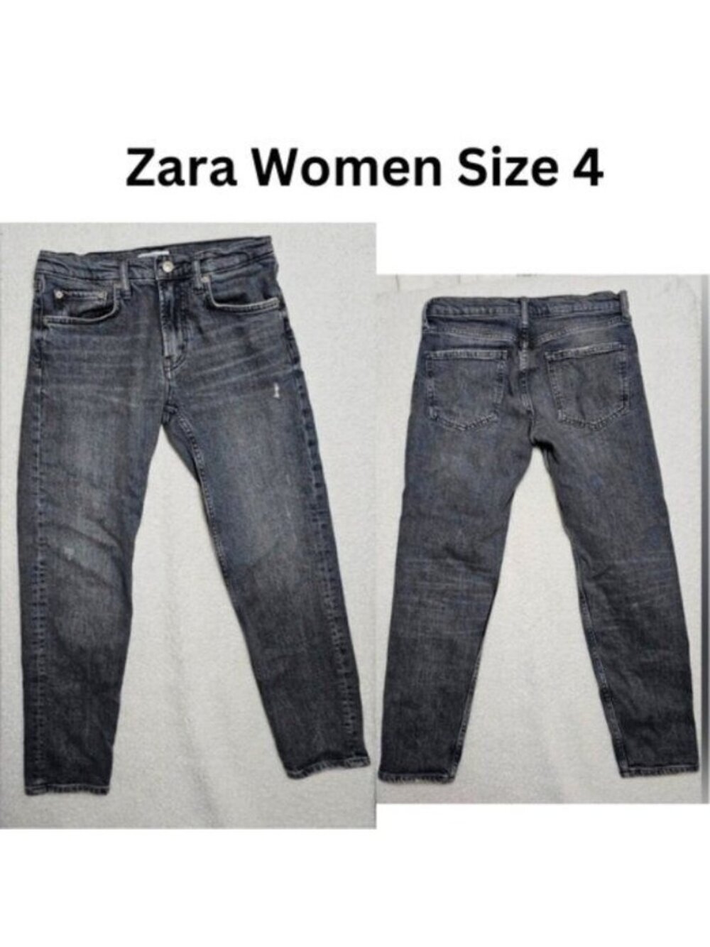 ZARA Black Distressed Straight Fit Premium Denim Collection Size 4 Jean